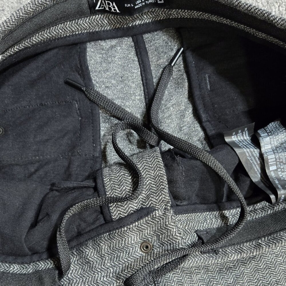 Zara Gray Herringbone Inner Drawstring Ankle Trou… - image 8